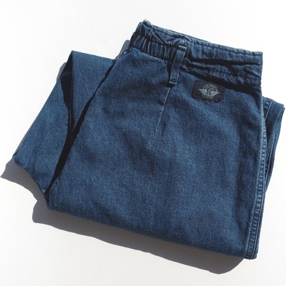 Dockers 90's Vintage Pleated Dark Wash High Rise Tapered Ankle Cut Mom Jeans 12 - Picture 2 of 14